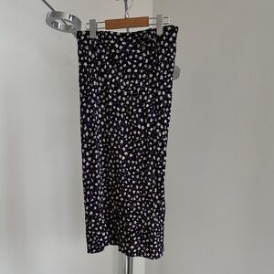 Madewell Navy Midi Skirt with Cream Floral Print